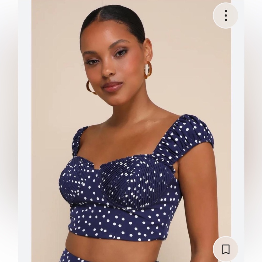 Lulu's Navy Polka Dot Crop Top